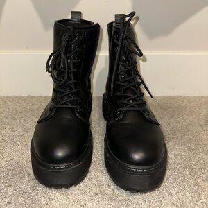 Black Lace-Up Combat Boot